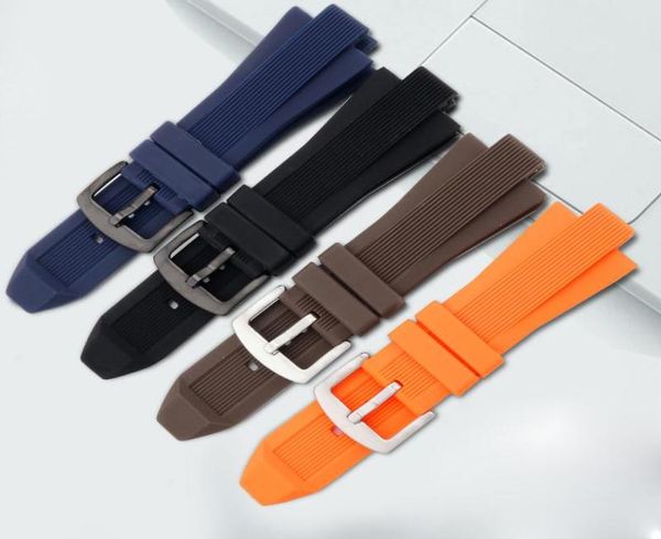 

watch bands 2913mm waterproof silicone watchband with pin buckle black dark blue brown orange strap adaptation 81527311269, Black;brown
