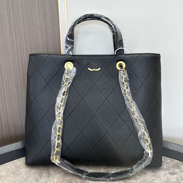 

vintage classic women designer quilted tote jumbo bag with handle gold metal hardware real leather matelasse chain large capacity shoulder h