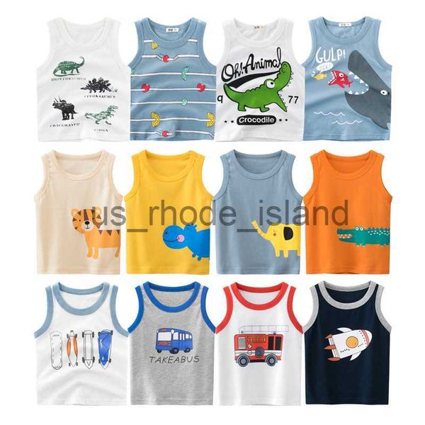

t-shirts hh summer kids cotton t shirts boys girls baby cartoon printed sleeveless vests clothes for 2-8 years children's clothing x062, Blue