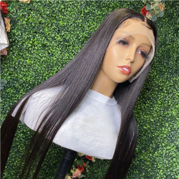 

180%density 26inch long silky straight remy glueless lace front wig for black women with baby hair natural hairline daily wigs, Black;brown