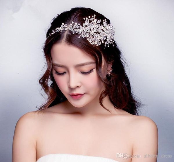 

wedding dresses hair accessories shining wedding bridal crystal veil faux pearls tiara crown headband hair accessories for party 68981834, White