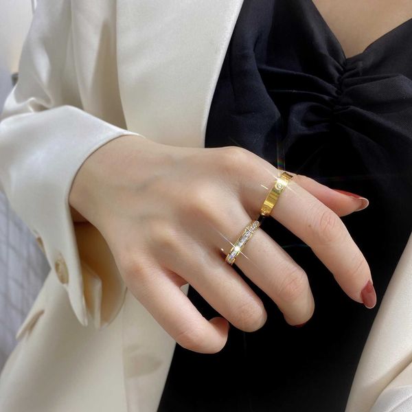

counter quality 2023 new carti simple couple ring 18k rose gold one piece for men and women full sky star finger, Silver