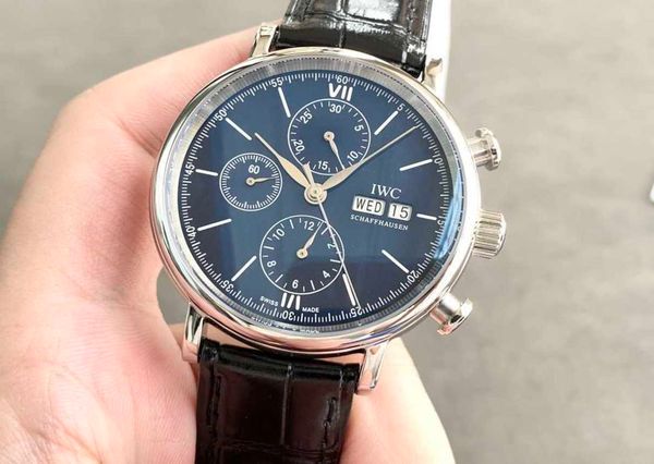 

waterproof designer 7750 movement business new wrist watch i w 42mm*13.5mm mens classic business montre iced out bezel gift tw factory watch, Slivery;brown