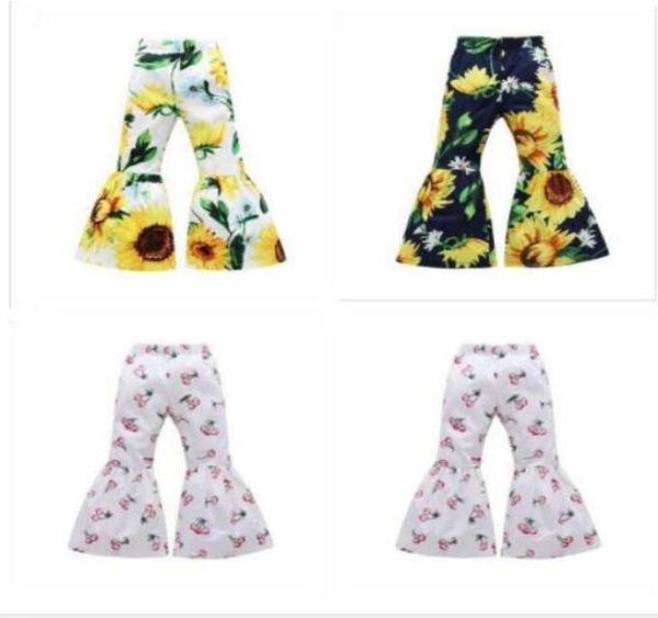

baby girl flared trousers kids printed pants child fashion bell-bottoms spring autumn casual trousers boutique clothing byp5356324337, Blue