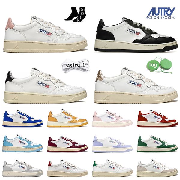 

action autry shoes medalist womens designer sports shoes autries leather suede low sneaker usa upper two-tone pink golden panda lows unc tra, Black