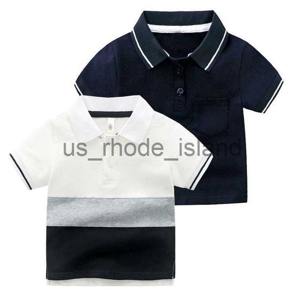 

t-shirts elegant summer children polo shirt boys tshirts cotton fabric tees kids clothes x0628, Blue