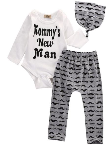 

white newborn baby girls clothing sets christmas baby boys girls clothes long sleeve romper jumpsuit long pants cap 3pcs set2838375