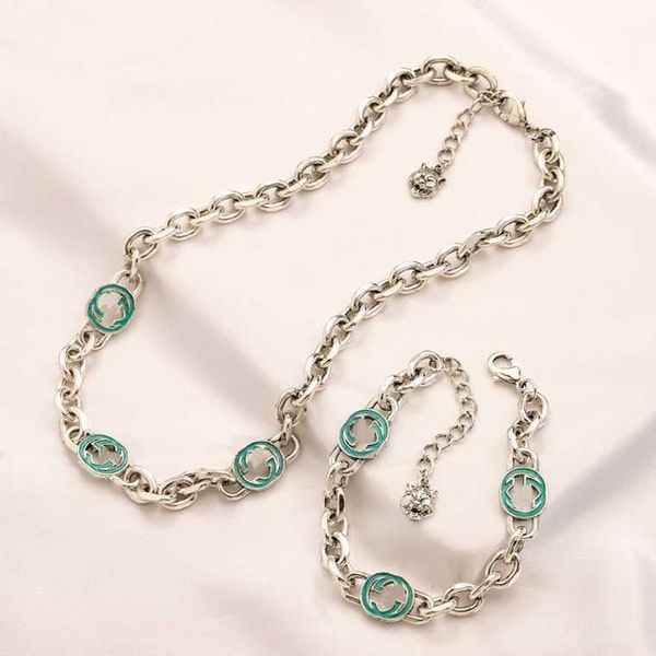 

brand delicate bracelet necklace set 925 silver letter bracelet designer pendant necklace luxury women love street bracelet vintage design j, Black