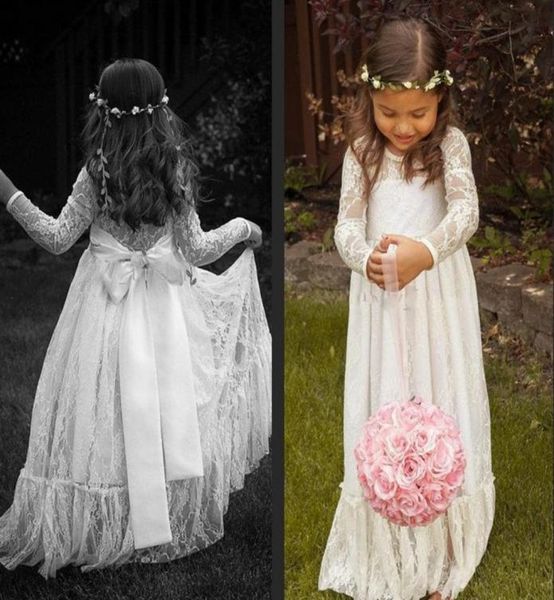 

long sleeve flower girl dresses ruffled lace handmade vintage formal gowns princess special pregnant dress9070231, White;blue