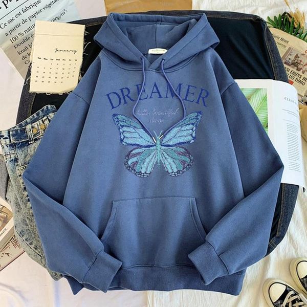 

style men's hoodies hoodie male blue butterfly print sweatshirt street cartoon clothes pullovers oversized mens, Black