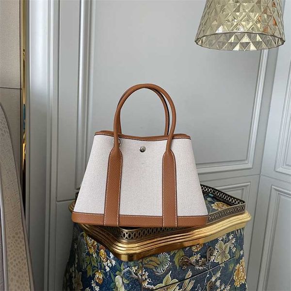 

garden party totes 7a h ermess handbag genuine leather new canvas collar cowhide collar handbag leisure fashion collar shoulder crossbodyqq