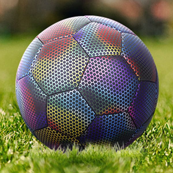 

balls luminous reflective football size 5 pu glowing soccer ball standard holographic sport entertainment for adults practice training 23062
