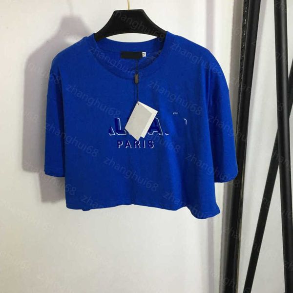 

23ss womens t-shirt womens designer clothing tee round neck pure cotton letter print casual short sleeve short crop t-shirt womens clothes a, White