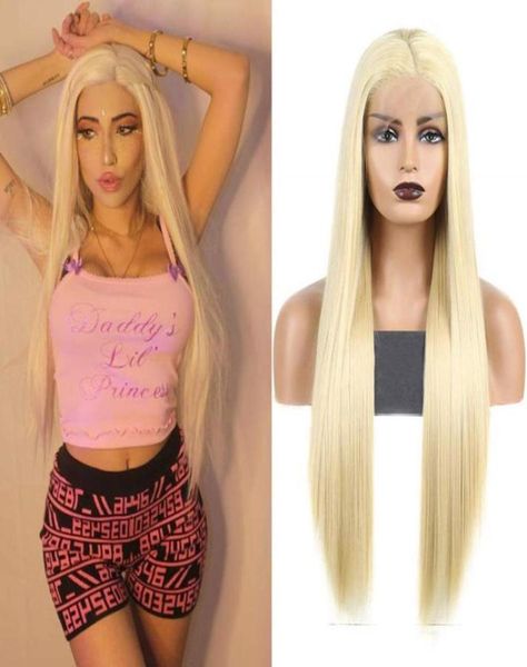 

swiss lace front wig long silky straight 613 light blonde heat resistant synthetic wigs fashion women cosplay party soft like hum57260961, Black
