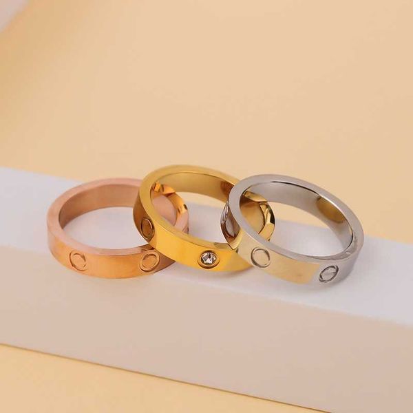 

wholesale titanium steel card ring with diamond inlaid and non fading color matching summer jewelry closed one word nail love, Golden;silver
