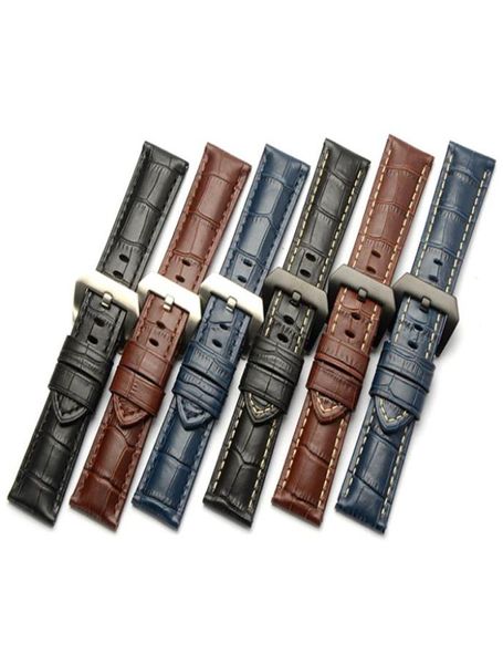 

22mm 24mm 26mm genuine leather waterproof straps watchband leather straps for panerai watch pam111 man watchband thick tools1614193, Black;brown
