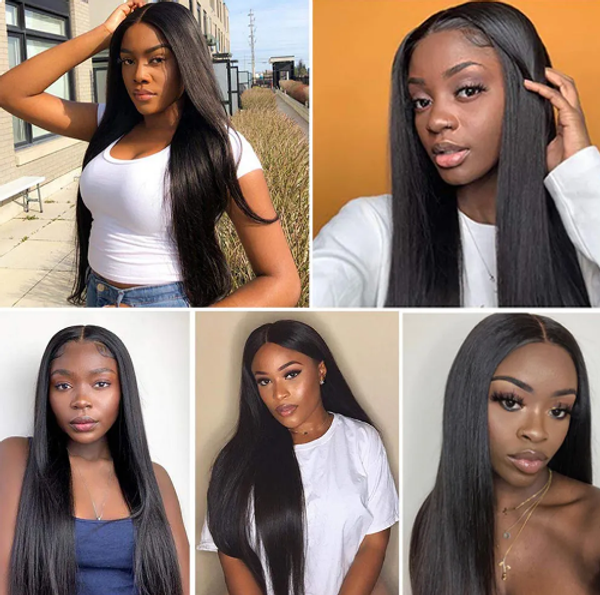 

13x4 13x6 hd transparent lace frontal wig brazilian straight lace front wigs glueless 4x4 lace closure wig human hair preplucked, Black;brown