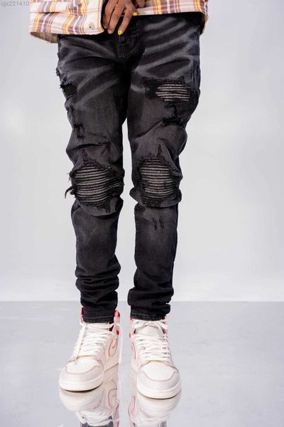 

amir2023 black jeans designer broken runway skeleton vintage black pink play boy 42 size bone mx1 slide heans trucker 2q1q, Blue
