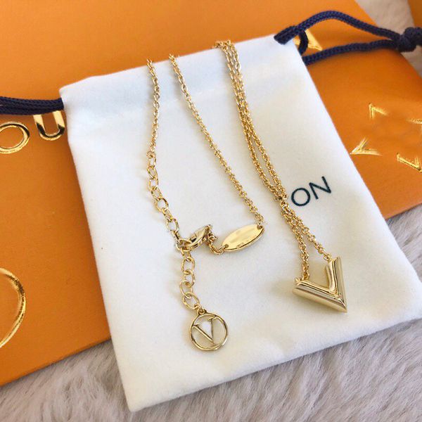 

fashion pendant necklace designer jewelry for women luxury golden chain necklaces simple letters v girl gifts party accessories bracelet, Silver