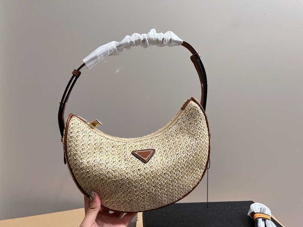 

summer lafite grass underarm bag curved grass woven shoulder bags fashion holiday beach outdoor handbags classic triangle clutch bags women