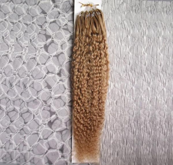 

kinky curly loop micro ring hair 100 human micro bead links machine made remy hair extension 100g5281976, Black