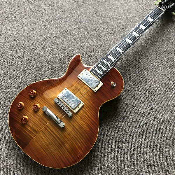 

custom shop, smoky left hand tiger lp electric guitar, rosewood fingerboard,chrome hardware, ing