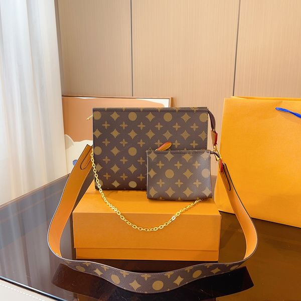 

handbag designer nylon shoulder bag retro crossbody bag women's makeup bag fashion chain shoulder crossbody bag old flower 2 pieces/set