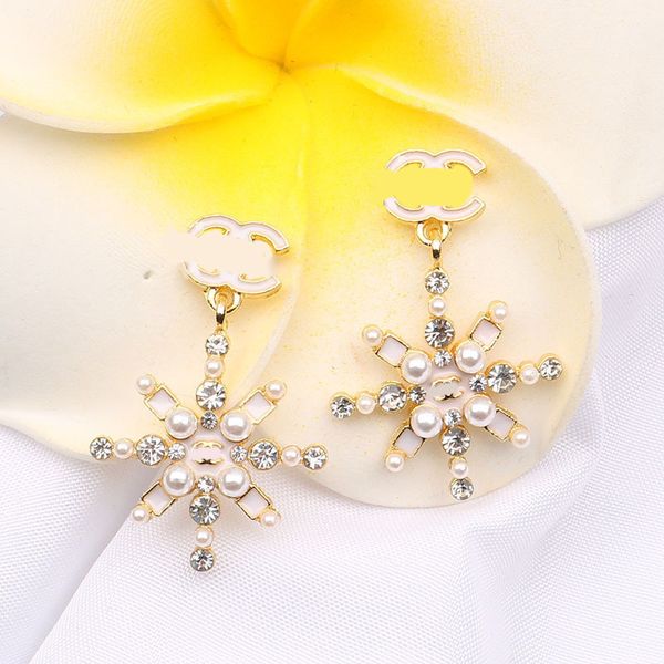 

designer pendant earring double letter crystal pearl stud earrings for women wedding party jewerlry accessories 20style, Golden;silver