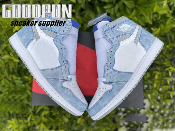

authentic 2021 1 high og hyper royal trophy room 1s shoes light smoke grey white man woman outdoor sports sneakers with box, Black