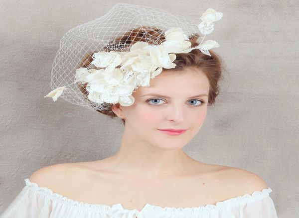 

handmade wedding bridal linen lace flower headdress crown 2018 romantic flowers veil bridal tiaras bridal accessories fashion hair2657704, Silver