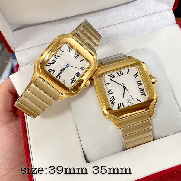 

mens watch card size 39mm 35mm square 904l stainless steel strap automatic mechanical movement sapphire water resistant ladies watch, Slivery;golden