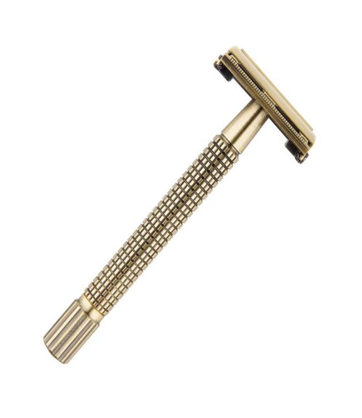 

1razor 10 blades weishi 115 cm long handle mens shaving classic safety razor bronze chrome copper double edge razors5997568