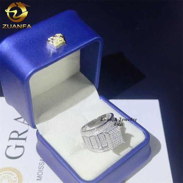 

hip hop fashion iced out vvs moissanite engagement 925 sterling silver men diamond ring