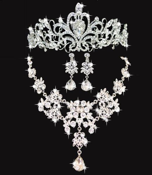 

shiny wedding crows wedding accessories bridesmaid jewelry accessories bridal accessories set crown necklace earrings9082419, White