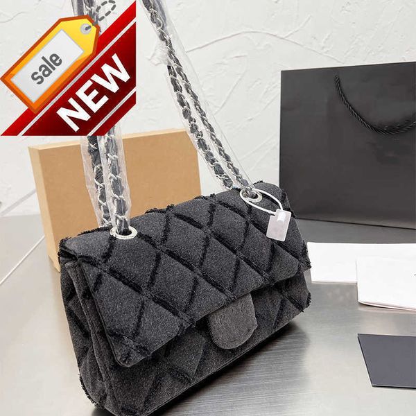 

women's brand designers shoulder bags fashion classic mini clamshell envelope jeans blue double interwoven chain crossbody factory dire