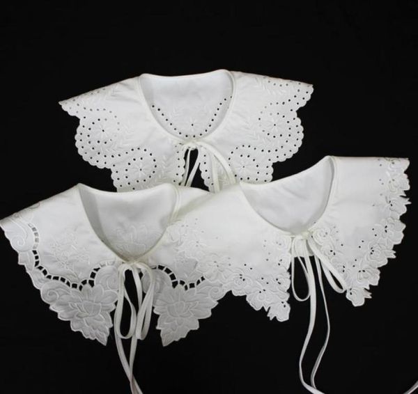 

bow ties women girls chiffon lace fake collar 2021 doll false decorative floral embroidery detachable collars accessories4963831, Black;gray