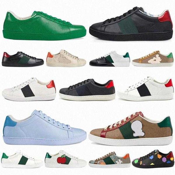 

men women casual shoes fashion leather sneakers embroidery stripes shoe walking mens sports trainers sneaker qualit, Black