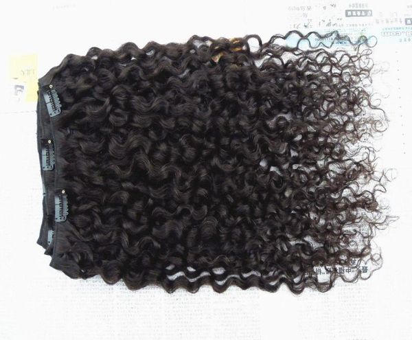 

new style brazilian virgin curly hair weft clip in unprocessed curl natural black color human extensions beayty hair5174838, Black;brown