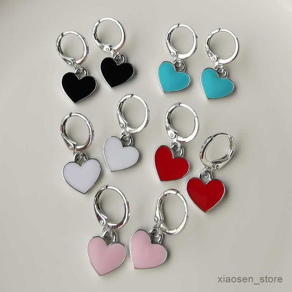

stud fashion cute heart pendant hanging earrings for women silver color hoop earrings girls wedding jewelry gift r230628, Golden;silver