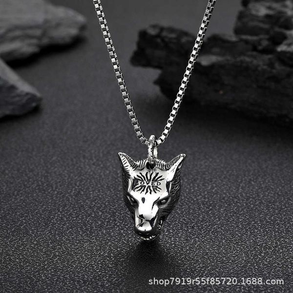 

sterling fashion wolf head men's and women's punk silver necklace gift