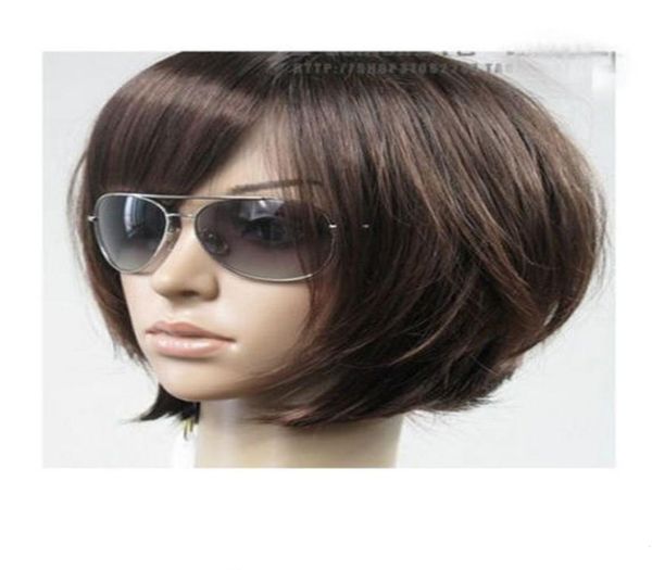 

gtgtgtnew cool women wig cosplay dark brown short straight women wigs8438798, Black;brown