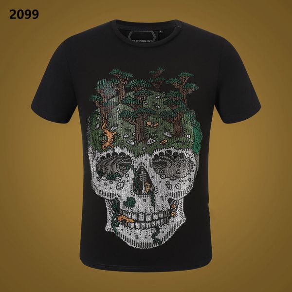 

new style phillip plain men t shirts designer pp skull diamond t shirt short sleeve dollar brown bear brand tee skulls t shirt sp2099, White;black