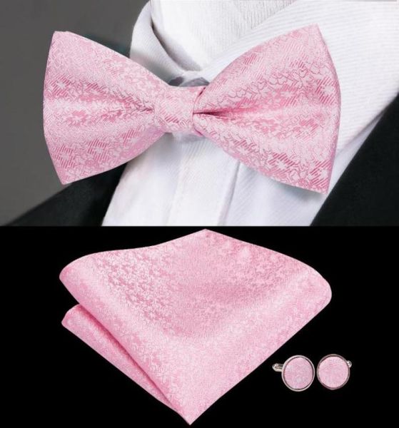 

bow ties hitie fashion men39s bowtie silk jacquard woven pink floral bowties for men fromal butterfly cufflinks f6250018, Black;gray