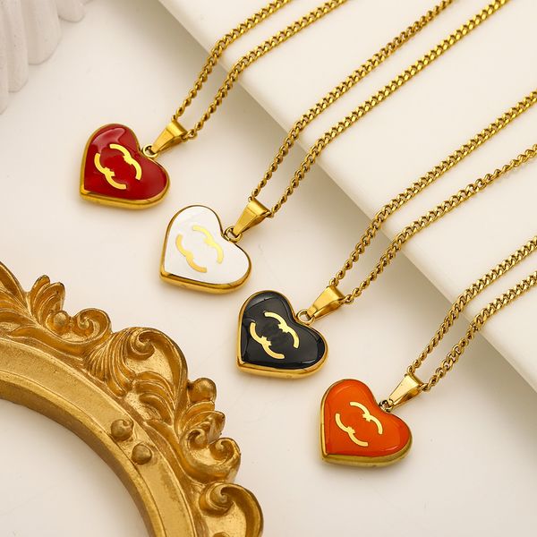 

luxury love pendant necklace fashion romantic colorful jewelry long chain girl love gift necklace jewelry 18k gold plated correct copy neckl, Silver