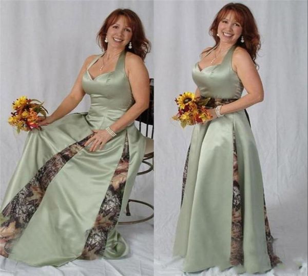 

halter neck green printed satin mother of the bride dresses with camo satin wedding guest dresses plus size sweep train formal eve4293127, Black;red