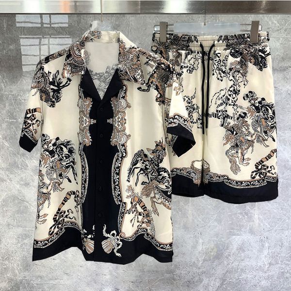 

mens tracksuits casual men hip hop beach holiday short sleeve suit harajuku abstract digital printing shorts set loose shirt 230627, Gray