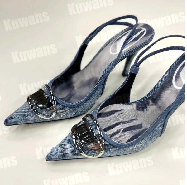

d-venus sb denim heels slingback womens sandals pumps d kittie canvas d venus beach summer luxury designer high slipper party wedding leathe, Black