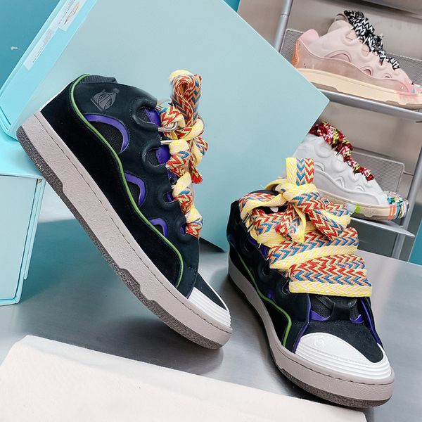 

summer new frosted leather daddy shoes bread shoes luxury designer couple shoes retro casual skate shoe campus style womens shoes sizes 35-4, Black