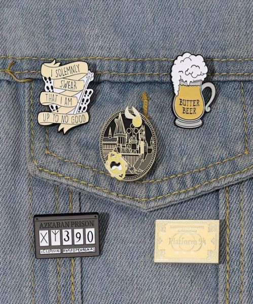

magic world enamel pins custom train tickets sunglasses howler brooches lapel badges witch wizard jewelry gift for kids friends5844307, Blue