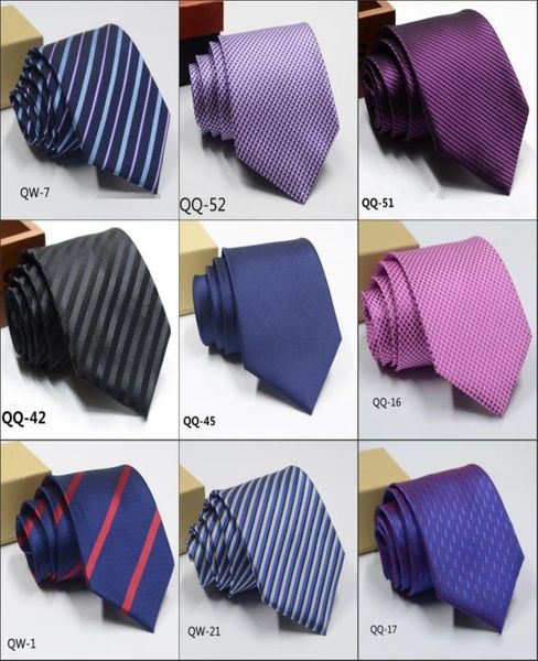 

2019 mens plaid polyester ties for men brand neckwear business suit tie polyester 1200 needle wedding jacquard stripe tie5126036, Red;black